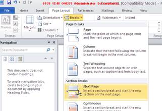 where is the page layout tab on word 2008